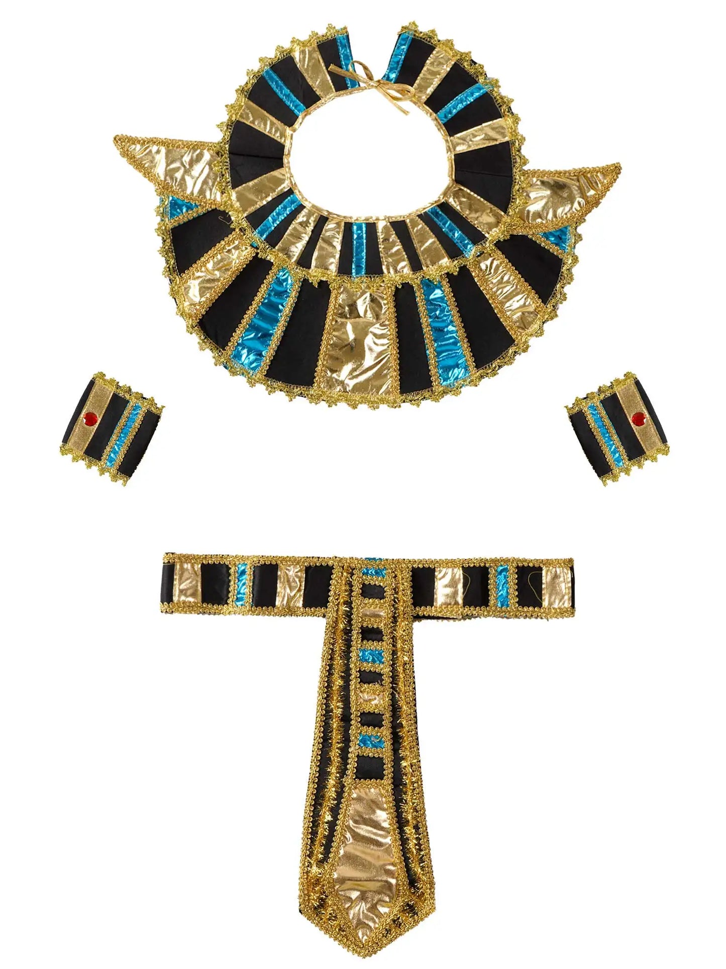 Women Men Egyptian Pharaoh Priest Cosplay Costume Egypt King Clothes Cleopatra Queen Belt Collar Cane Costume Accessories