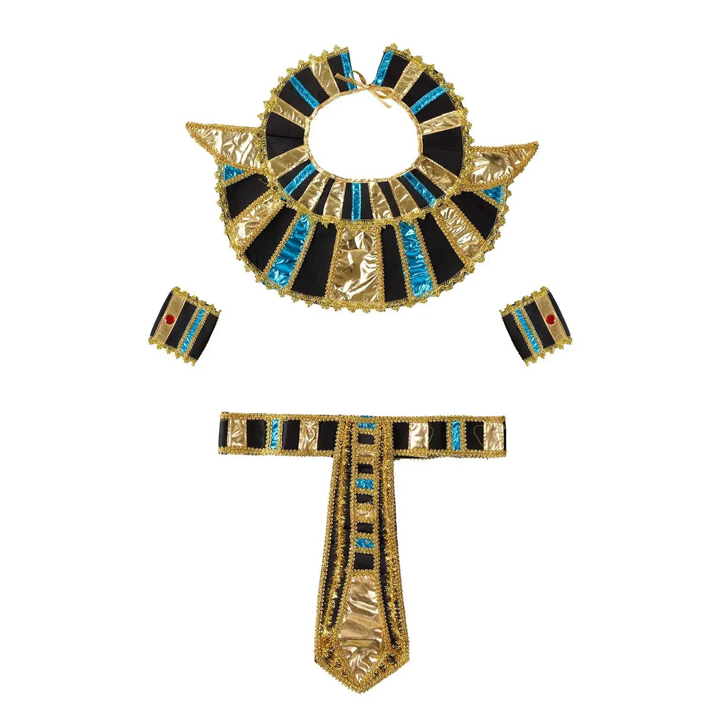 Egyptian Pharaoh Priest Costume Accessories Adult Cleopatra Queen Belt Collar Cane Hat Set Women Men Cosplay Egypt King Clothing