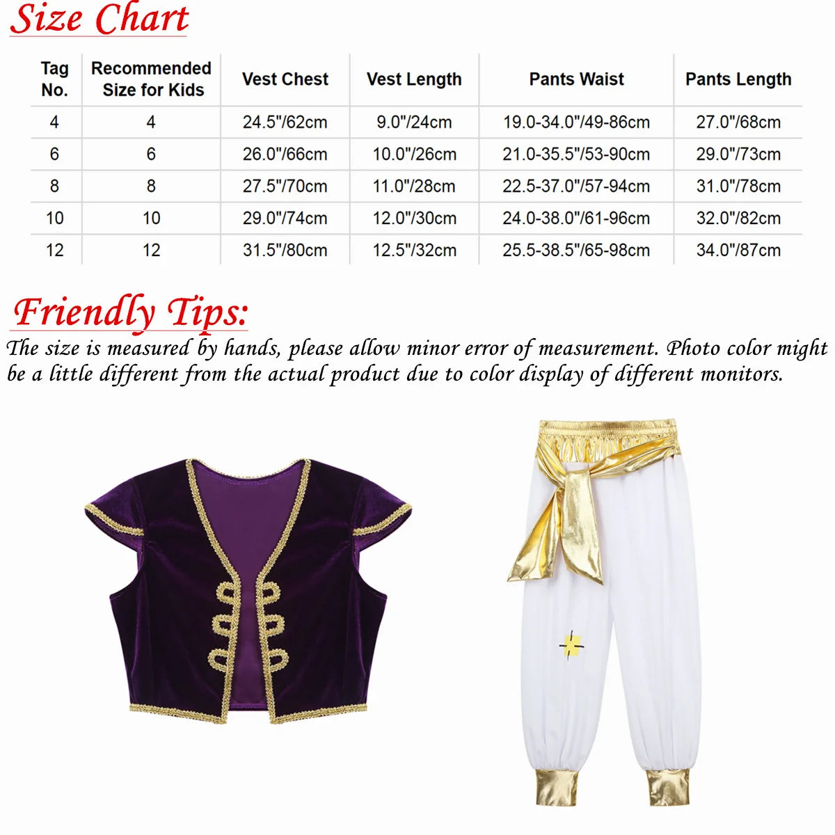 Boys Mythical Prince Aladin Carnival Cosplay Outfit Halloween Party Arabian Prince Role Play Waistcoat Vest Top+Belted Pants