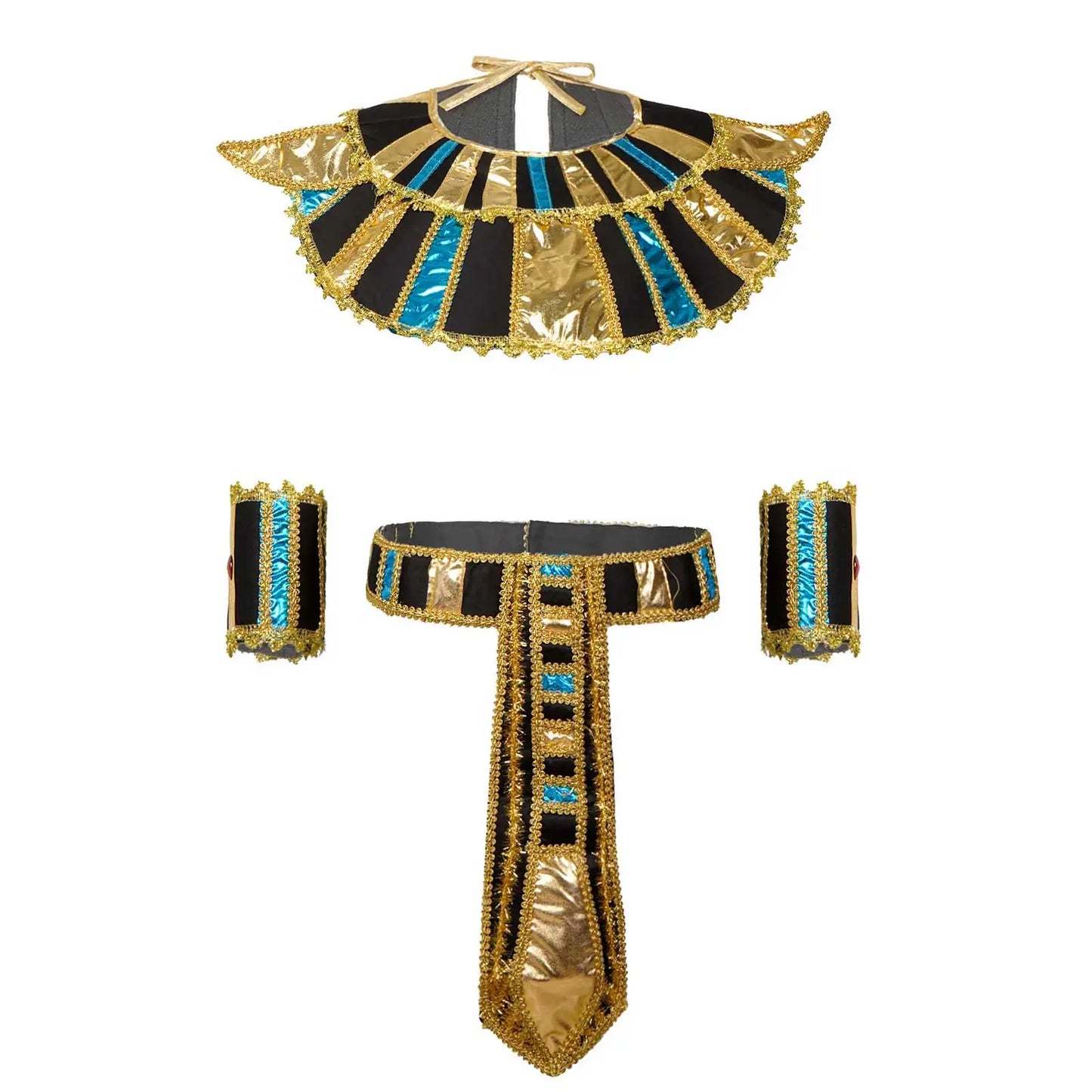 Egyptian Pharaoh Priest Costume Accessories Adult Cleopatra Queen Belt Collar Cane Hat Set Women Men Cosplay Egypt King Clothing