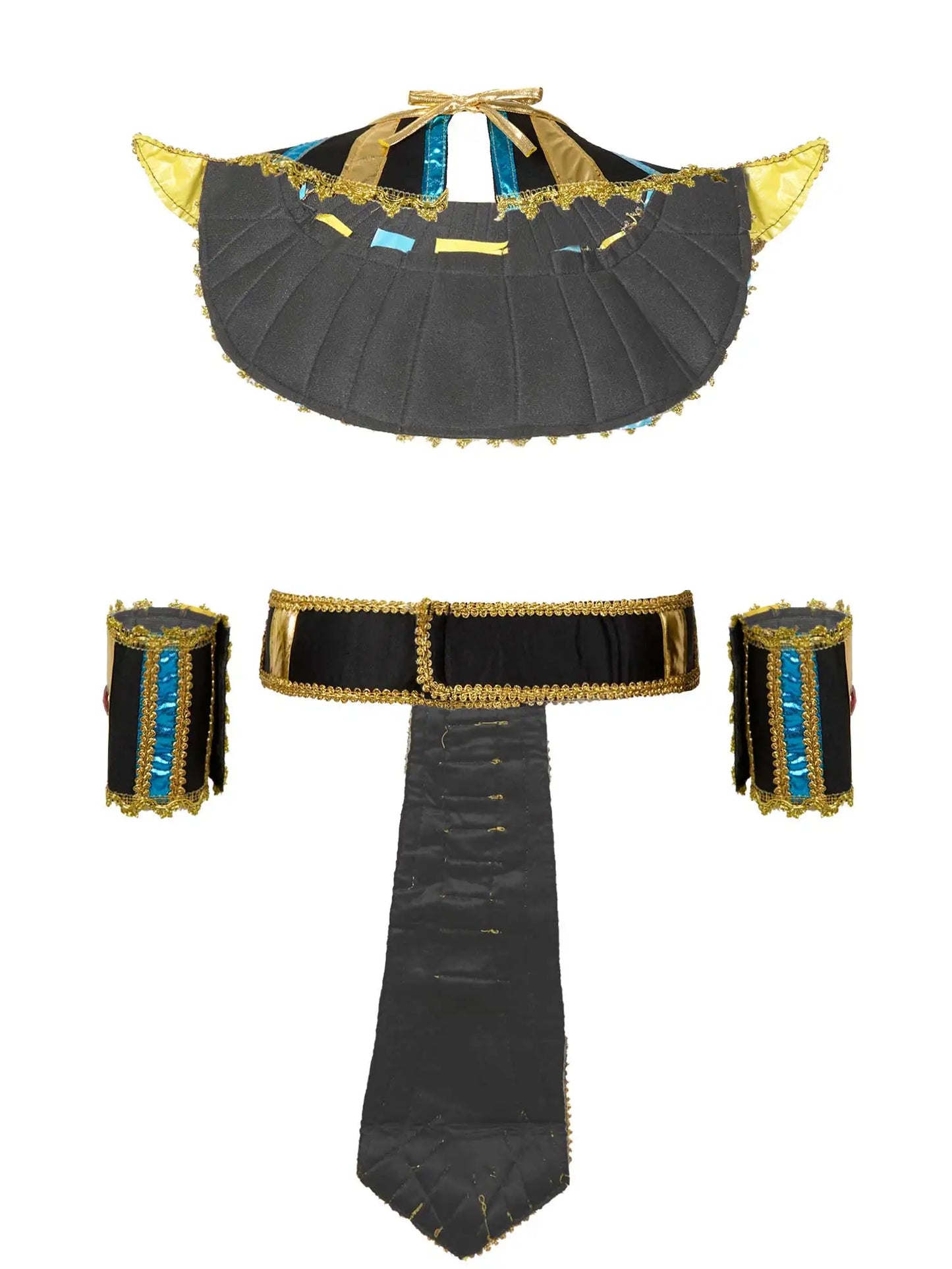 Women Men Egyptian Pharaoh Priest Cosplay Costume Egypt King Clothes Cleopatra Queen Belt Collar Cane Costume Accessories