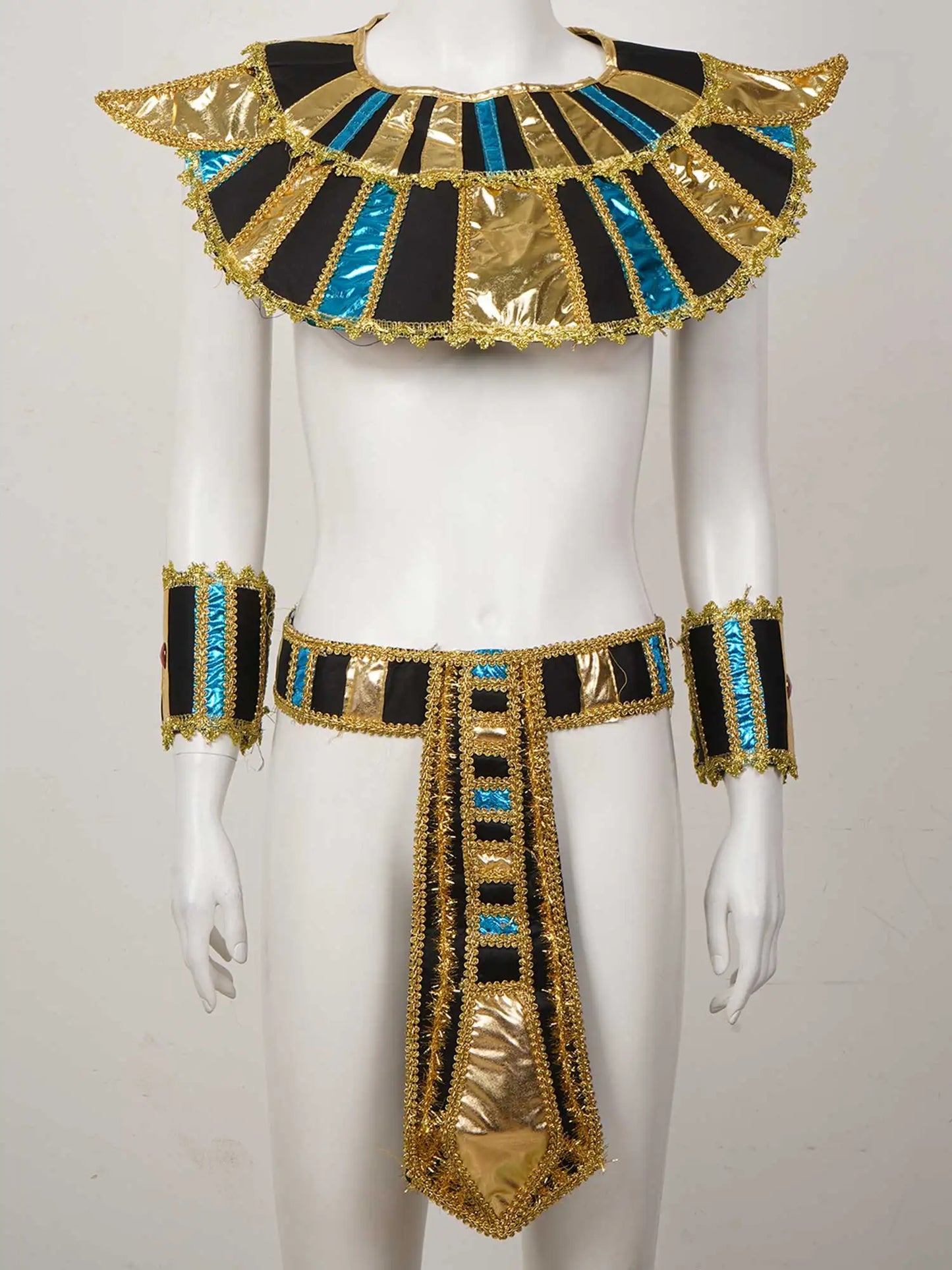 Men Women Ancient Rome Pharaoh Cosplay Costume Collar Arm Sleeves Belt Set for Halloween Egyptian Cleopatra Roleplay Accessories