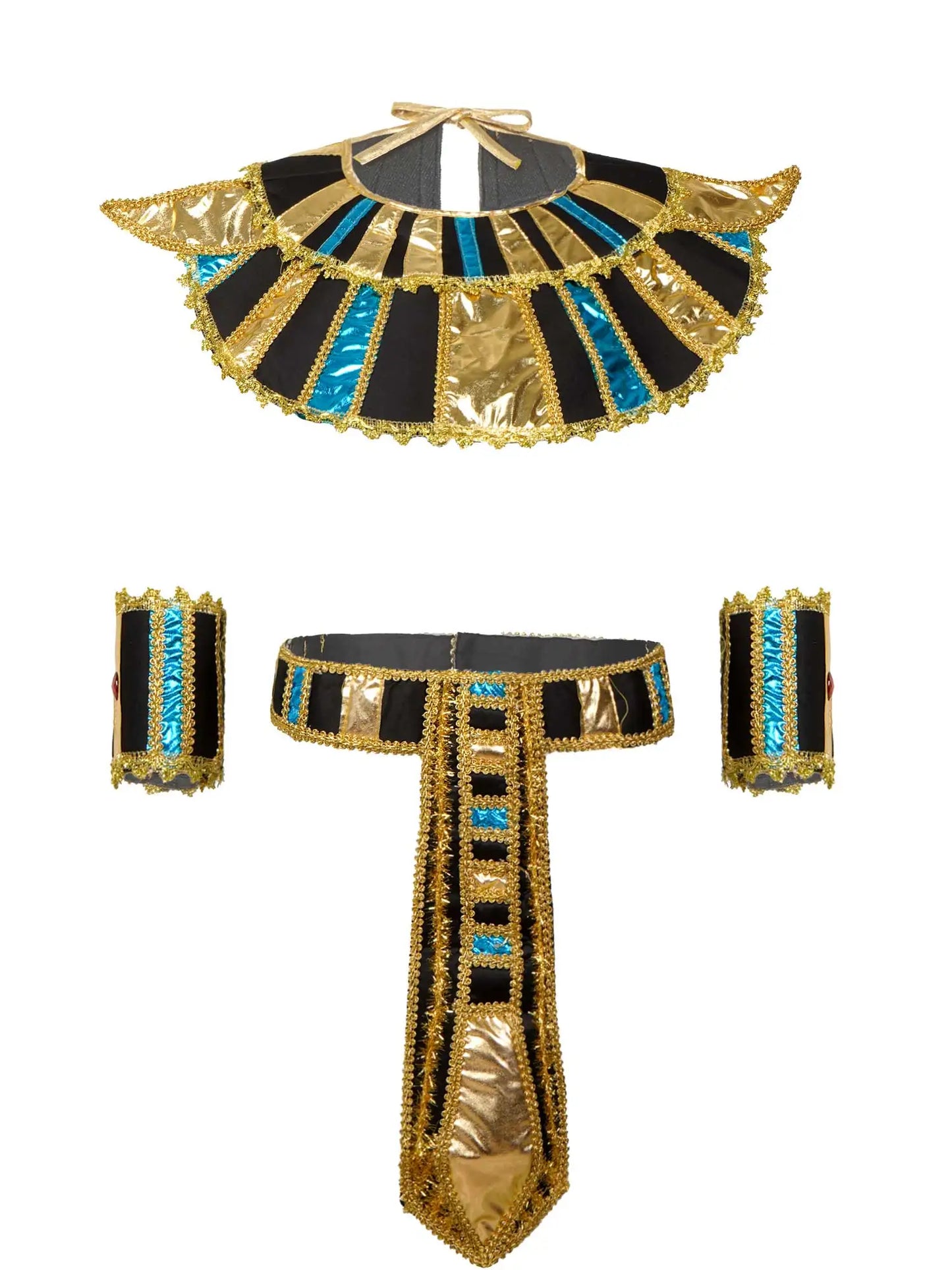 Women Men Egyptian Pharaoh Priest Cosplay Costume Egypt King Clothes Cleopatra Queen Belt Collar Cane Costume Accessories