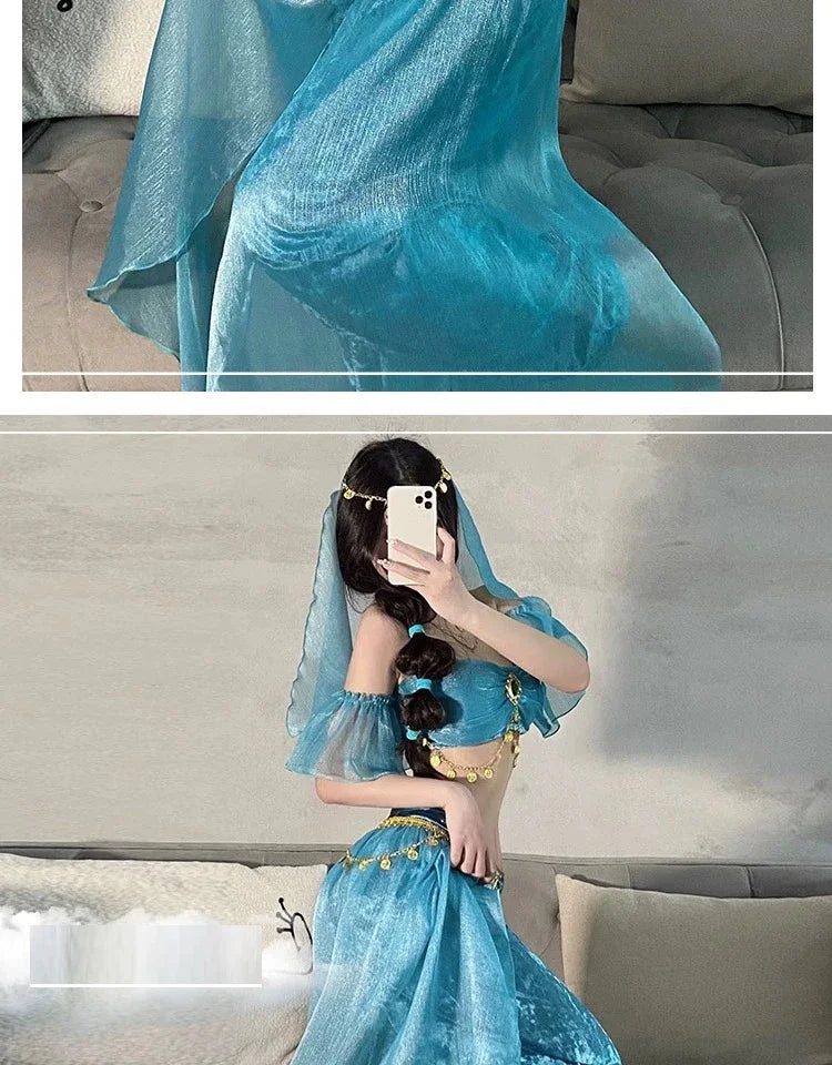 Women Sexy Arabian Princess Costume Fancy Indian Dance Embroider Bollywoods Jasmine Dress Up Egyptian Queen Belly Dance Costume