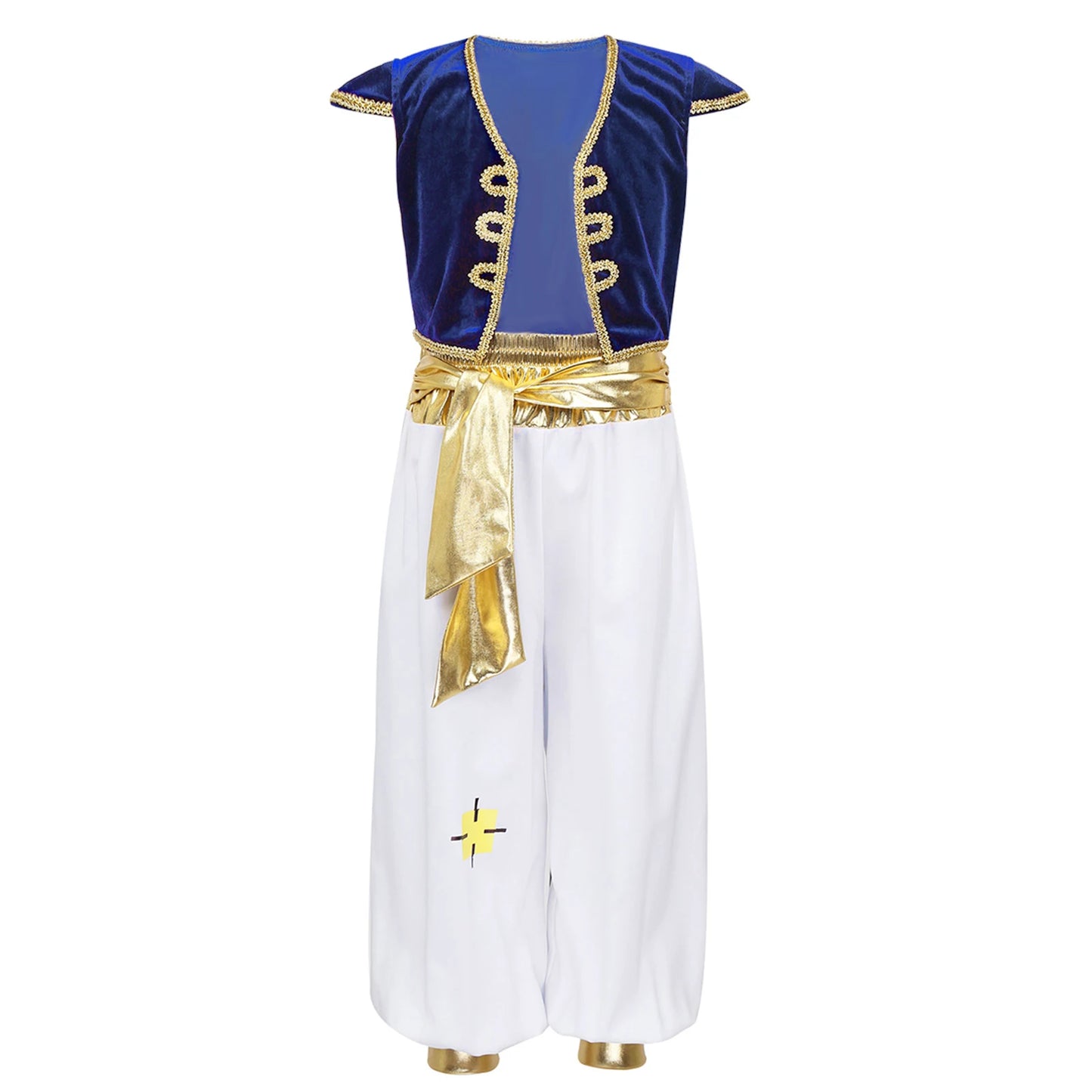 Boys Mythical Prince Aladin Carnival Cosplay Outfit Halloween Party Arabian Prince Role Play Waistcoat Vest Top+Belted Pants