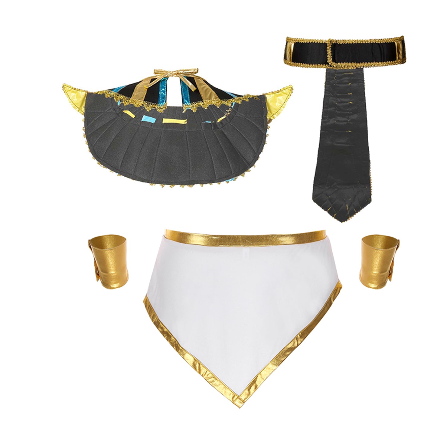 Mens Egyptian Halloween Cosplay Costumes Theme Party Warrior Role Play Outfit Sexy Irregular Hem Skirt with Cuffs Collar Belt