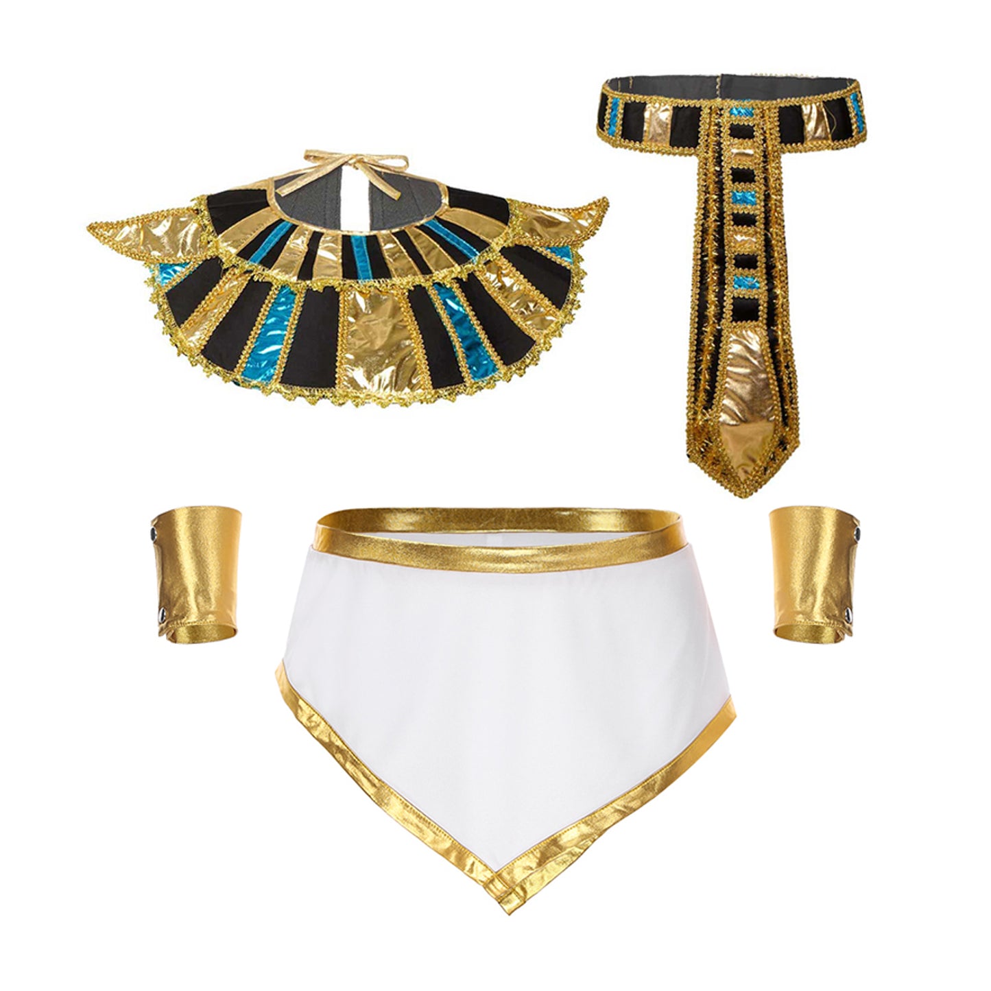 Mens Egyptian Halloween Cosplay Costumes Theme Party Warrior Role Play Outfit Sexy Irregular Hem Skirt with Cuffs Collar Belt