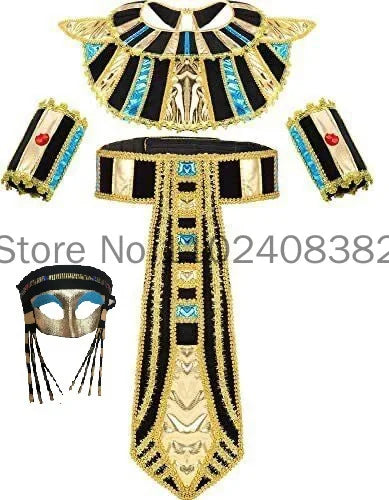 Cleopatra Jewelry Headband Snake Headpiece Adult Belt Collar Hat Set Halloween 4 Pieces Women's Egyptian Costume Accessories