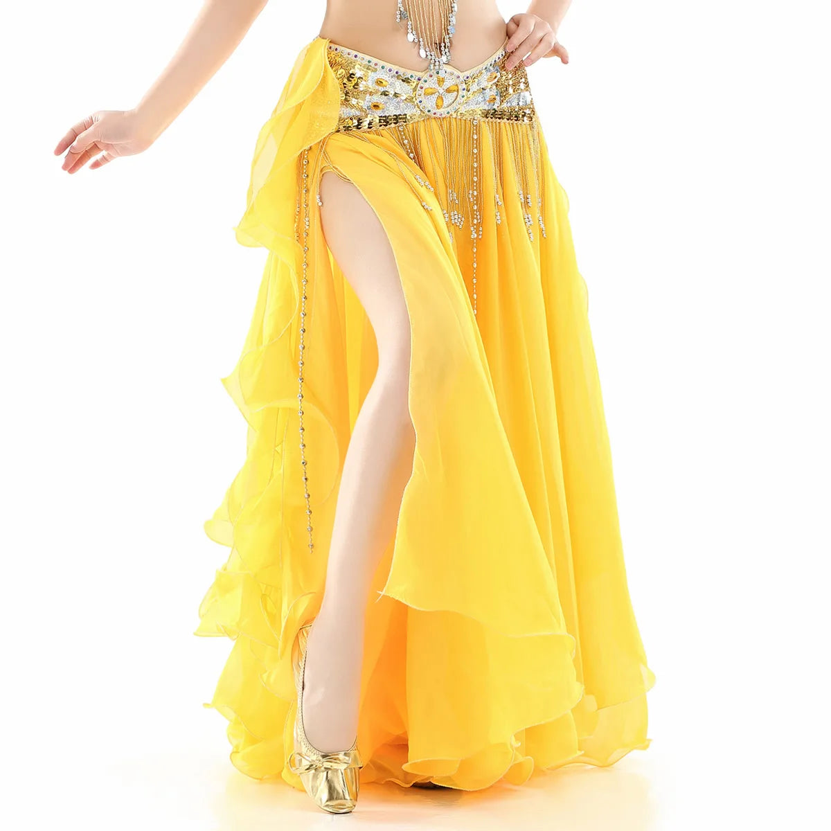 belly dance wear oriental arabic egyptian costume outfit Tulle gypsy skirt chiffon (Without Belt) woman arab indian Dancewear