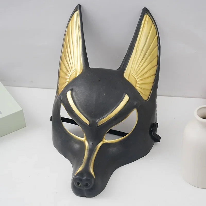 Ancient Egyptian Anubis Cosplay Face Mask Wolf Head Helmet Costume Party Show Prop Halloween Fancy Dress Ball Toy