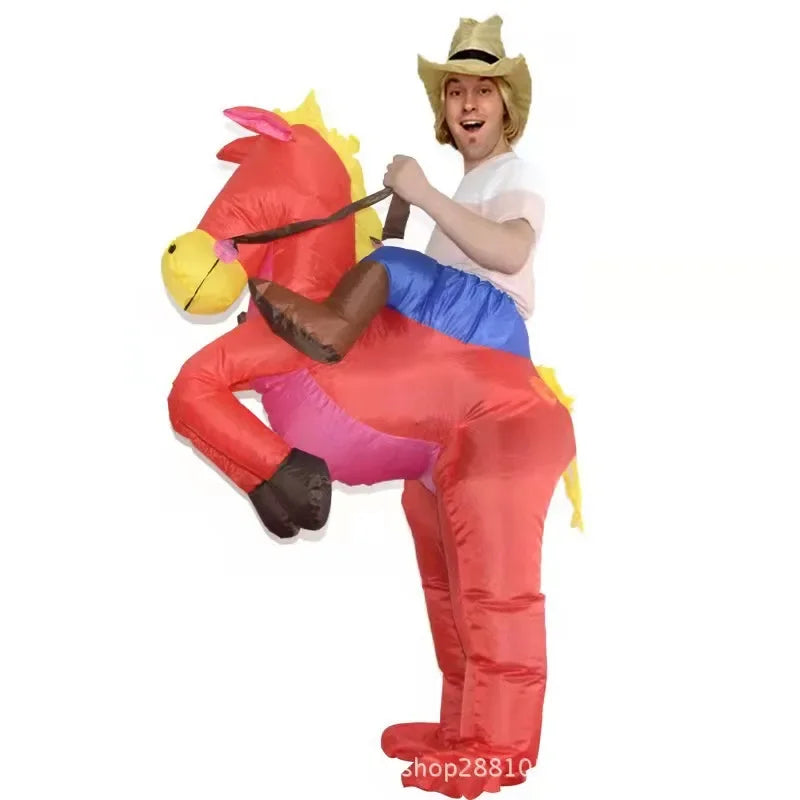 Cowboy Riding Horse Inflatable Costume Halloween Carnival Party Stage Show Masquerade Riding Game Competition Toy Clothes