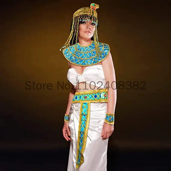 Cleopatra Jewelry Headband Snake Headpiece Adult Belt Collar Hat Set Halloween 4 Pieces Women's Egyptian Costume Accessories