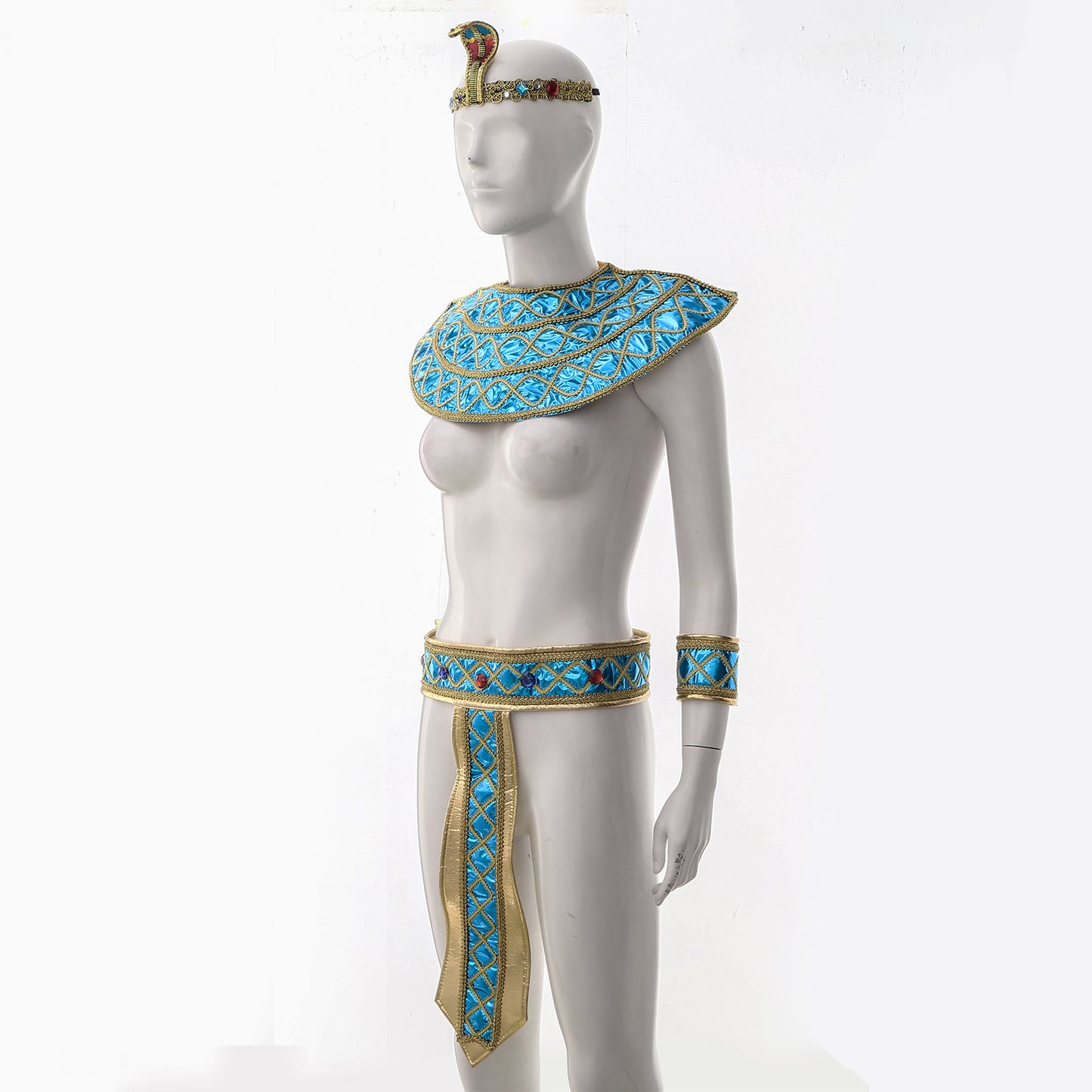 Men Women Ancient Rome Pharaoh Cosplay Costume Collar Arm Sleeves Belt Set for Halloween Egyptian Cleopatra Roleplay Accessories