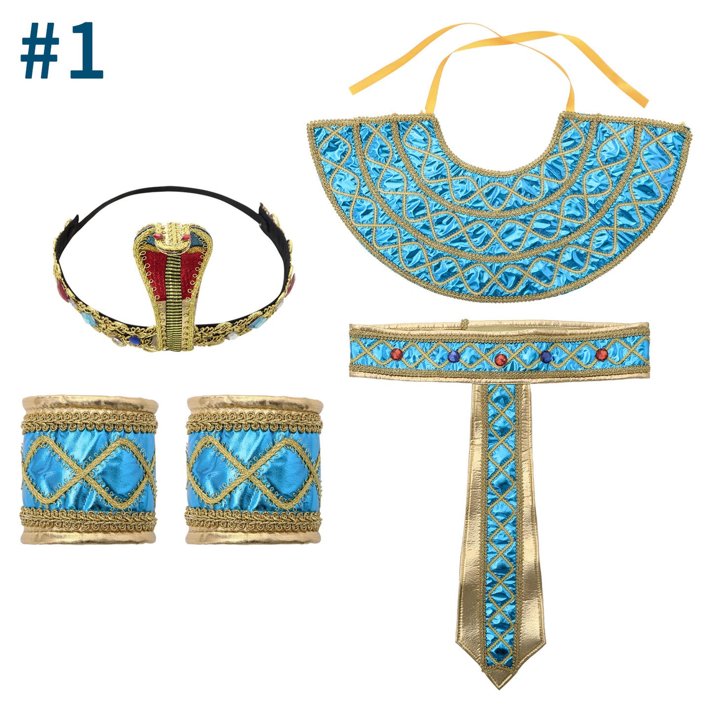 Egyptian Pharaoh Priest Costume Women Men Egypt King Clothes Cleopatra Queen Belt Collar Cane Dressing Halloween Party Carnival