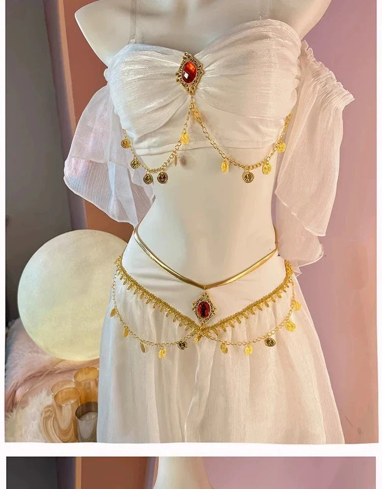 Women Sexy Arabian Princess Costume Fancy Indian Dance Embroider Bollywoods Jasmine Dress Up Egyptian Queen Belly Dance Costume