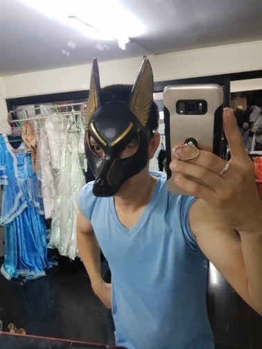 Cos Egyptian Anubis Cosplay Face Mask PVC Wolf Head helmet Costume Party Show prop Halloween Fancy Dress Ball toy