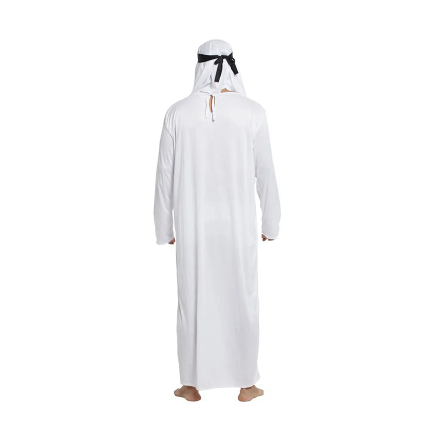 Male Outfits Arab Uae Robe For Men Long Sleeves Arab Muslim Middle East Crew Neck Dubai Thobe Long Abaya With Headband Strap