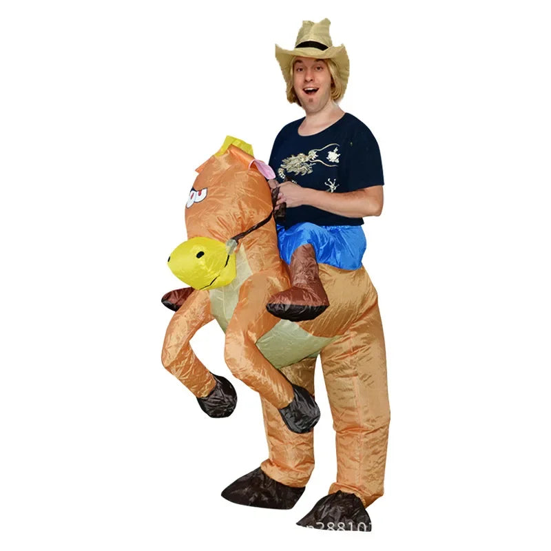 Cowboy Riding Horse Inflatable Costume Halloween Carnival Party Stage Show Masquerade Riding Game Competition Toy Clothes