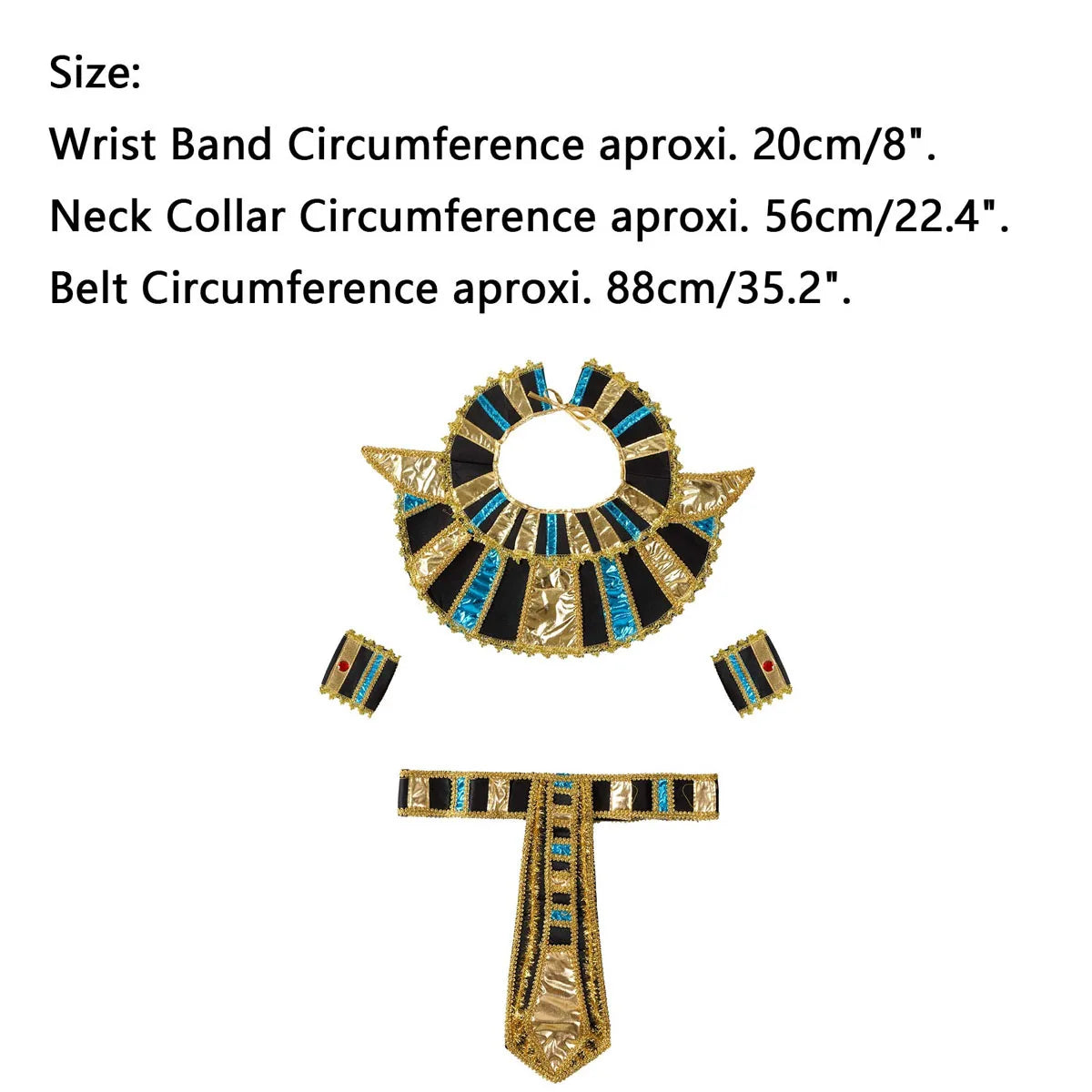 Egyptian Pharaoh Costume Accessories Adult Egypt King Queen Cleopatra Roleplay Belt/Collar /King Cane/Pharaoh Hat Set