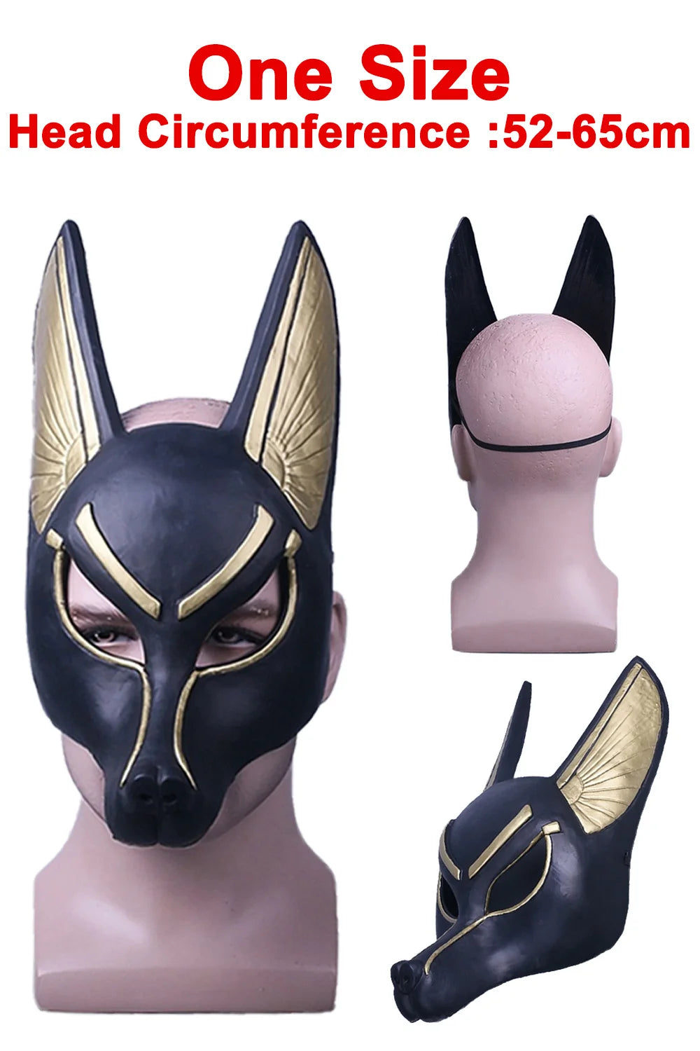 Anubis Cosplay Fantasy PVC Mask Horror Egyptian Gods Roleplay Fantasia Props Masquerade Headwear Adult Men Costume Accessories