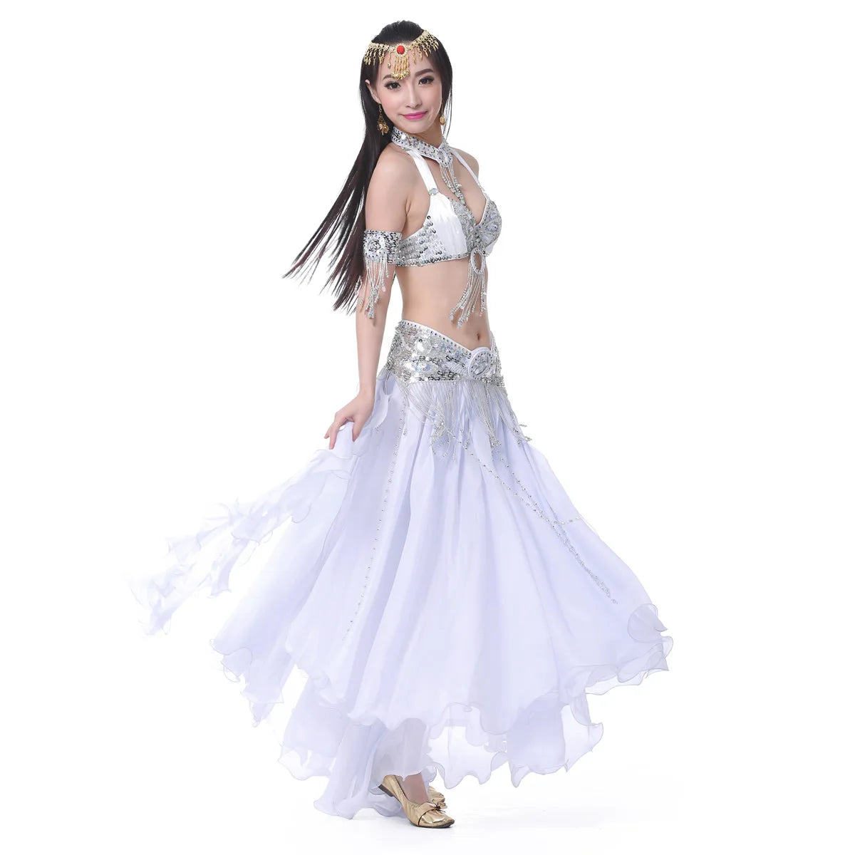 belly dance wear oriental arabic egyptian costume outfit Tulle gypsy skirt chiffon (Without Belt) woman arab indian Dancewear