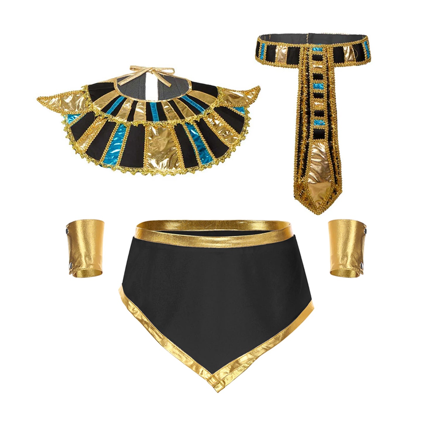 Mens Egyptian Halloween Cosplay Costumes Theme Party Warrior Role Play Outfit Sexy Irregular Hem Skirt with Cuffs Collar Belt