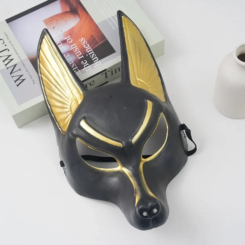 Ancient Egyptian Anubis Cosplay Face Mask Wolf Head Helmet Costume Party Show Prop Halloween Fancy Dress Ball Toy