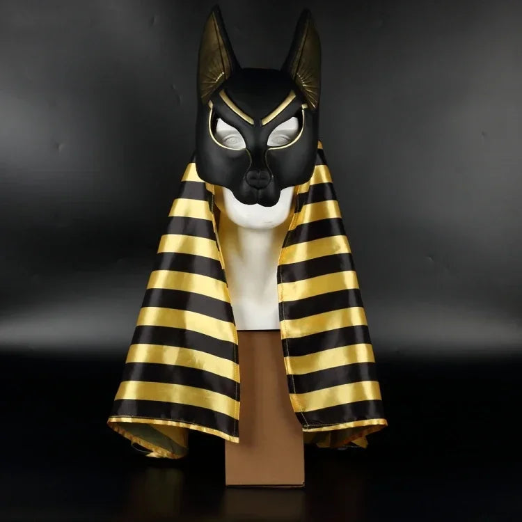 Cos Egyptian Anubis Cosplay Face Mask PVC Wolf Head helmet Costume Party Show prop Halloween Fancy Dress Ball toy