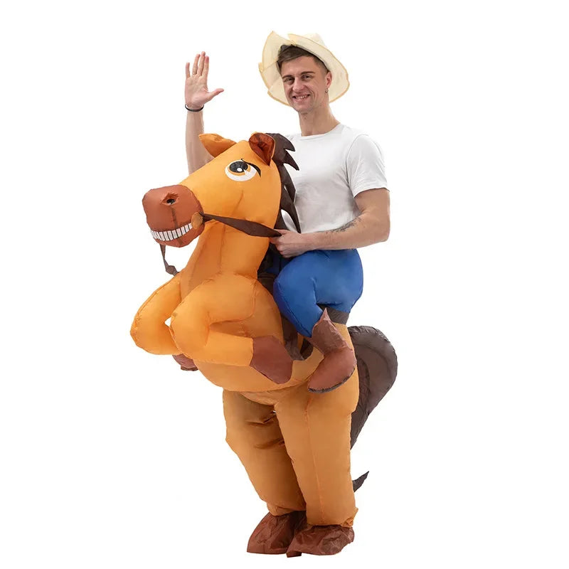 Cowboy Riding Horse Inflatable Costume Halloween Carnival Party Stage Show Masquerade Riding Game Competition Toy Clothes