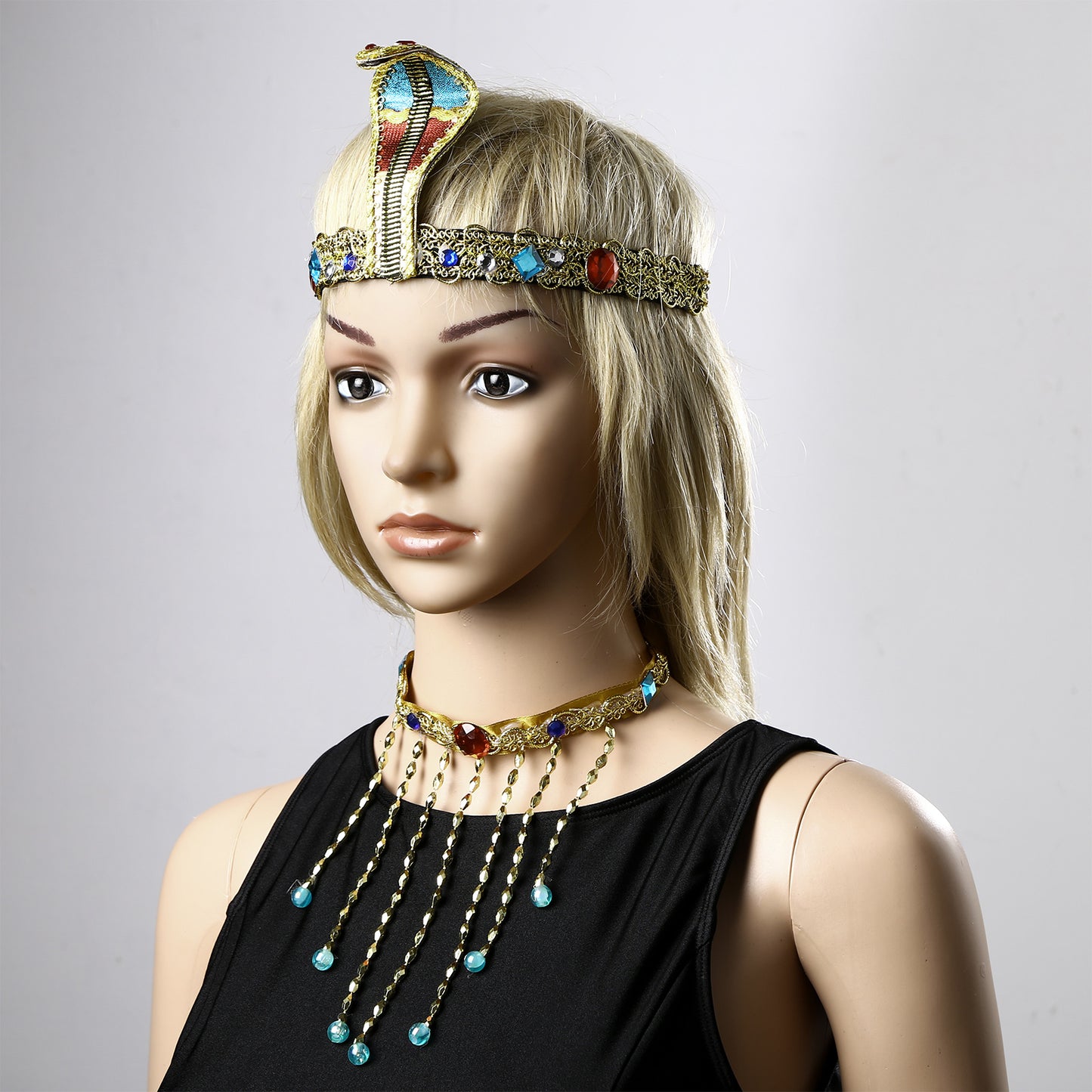 Men Women Ancient Rome Pharaoh Cosplay Costume Collar Arm Sleeves Belt Set for Halloween Egyptian Cleopatra Roleplay Accessories