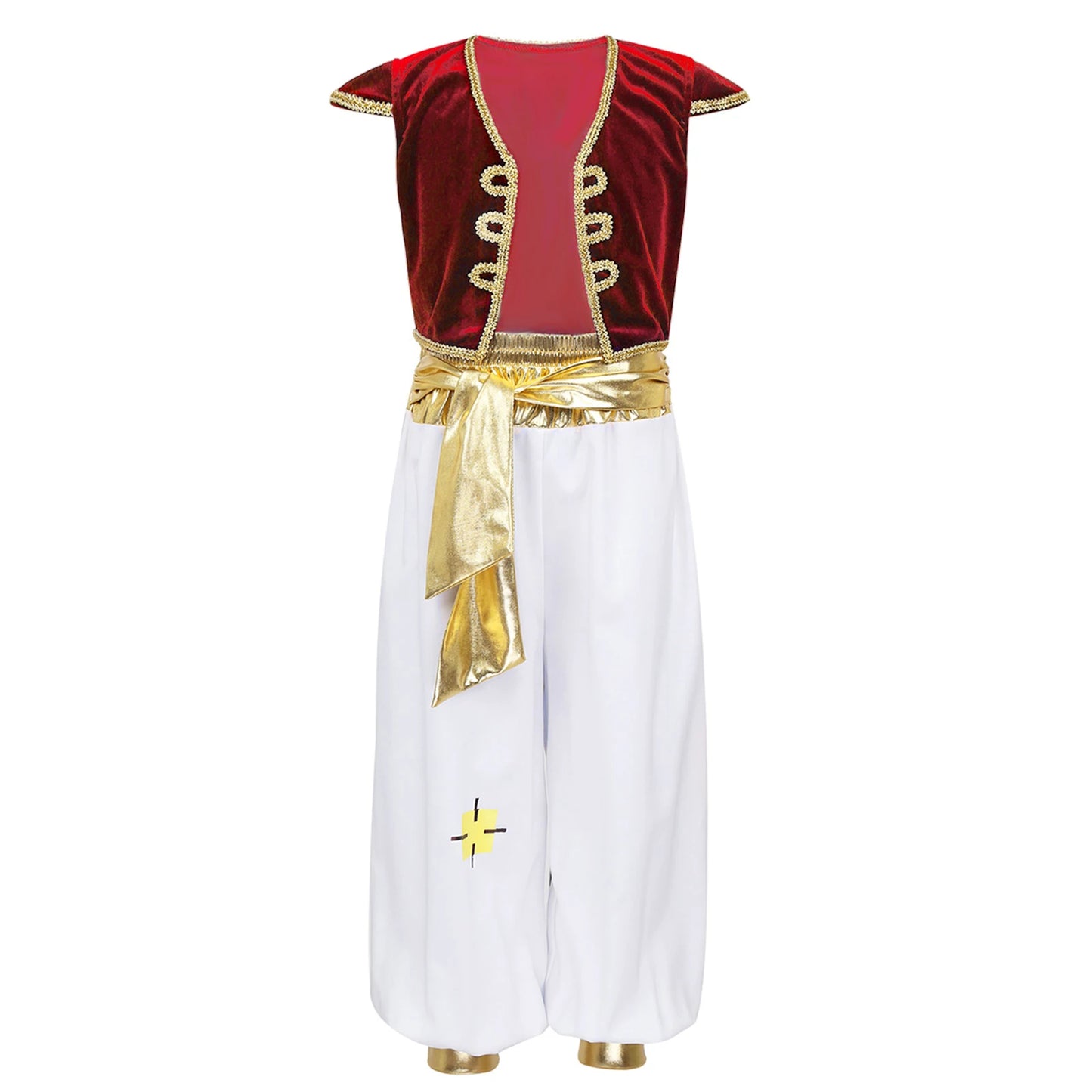 Boys Mythical Prince Aladin Carnival Cosplay Outfit Halloween Party Arabian Prince Role Play Waistcoat Vest Top+Belted Pants