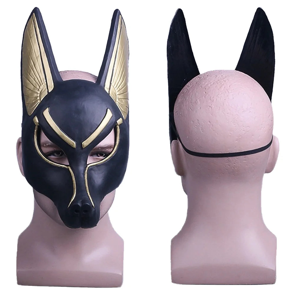 Anubis Cosplay Fantasy PVC Mask Horror Egyptian Gods Roleplay Fantasia Props Masquerade Headwear Adult Men Costume Accessories