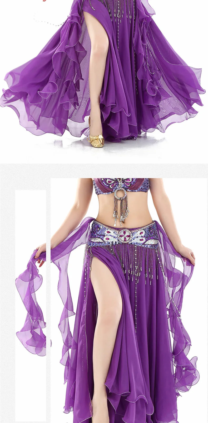 belly dance wear oriental arabic egyptian costume outfit Tulle gypsy skirt chiffon (Without Belt) woman arab indian Dancewear