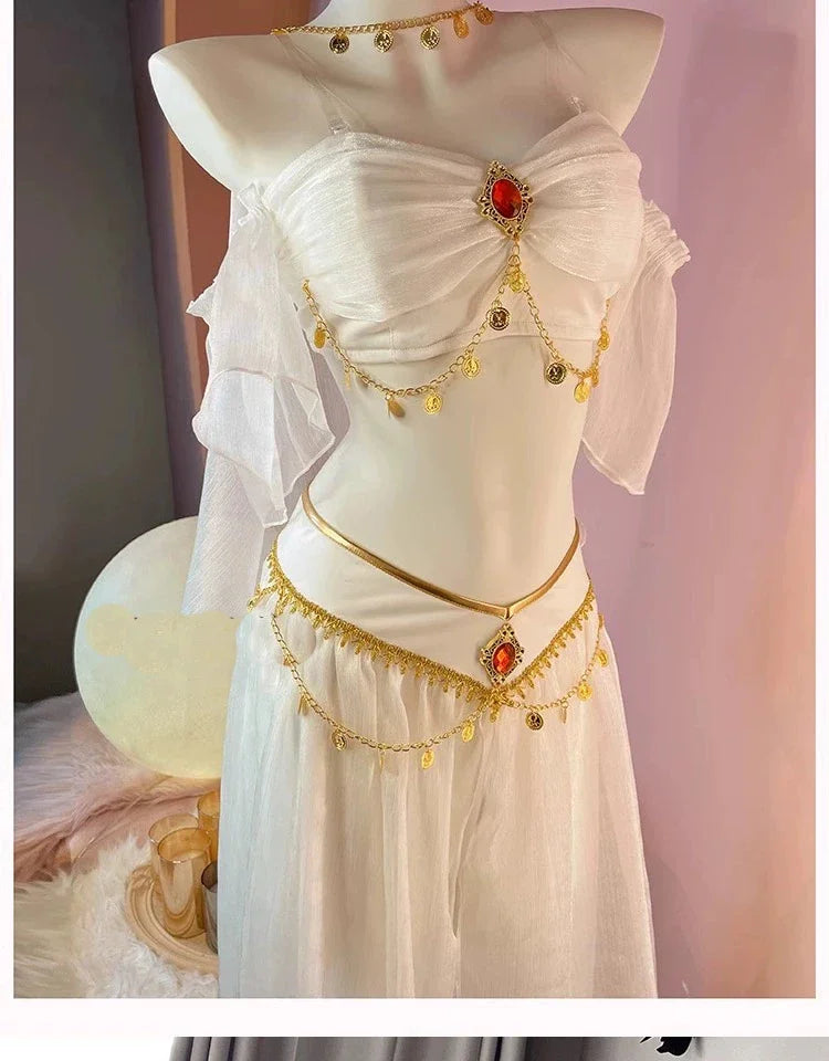 Women Sexy Arabian Princess Costume Fancy Indian Dance Embroider Bollywoods Jasmine Dress Up Egyptian Queen Belly Dance Costume