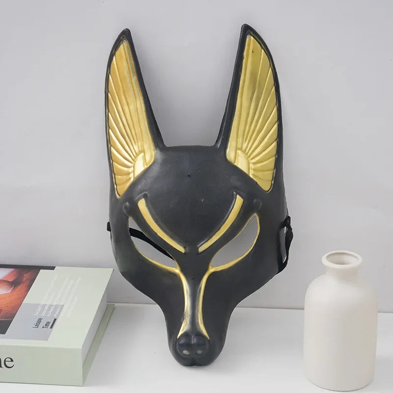 Ancient Egyptian Anubis Cosplay Face Mask Wolf Head Helmet Costume Party Show Prop Halloween Fancy Dress Ball Toy