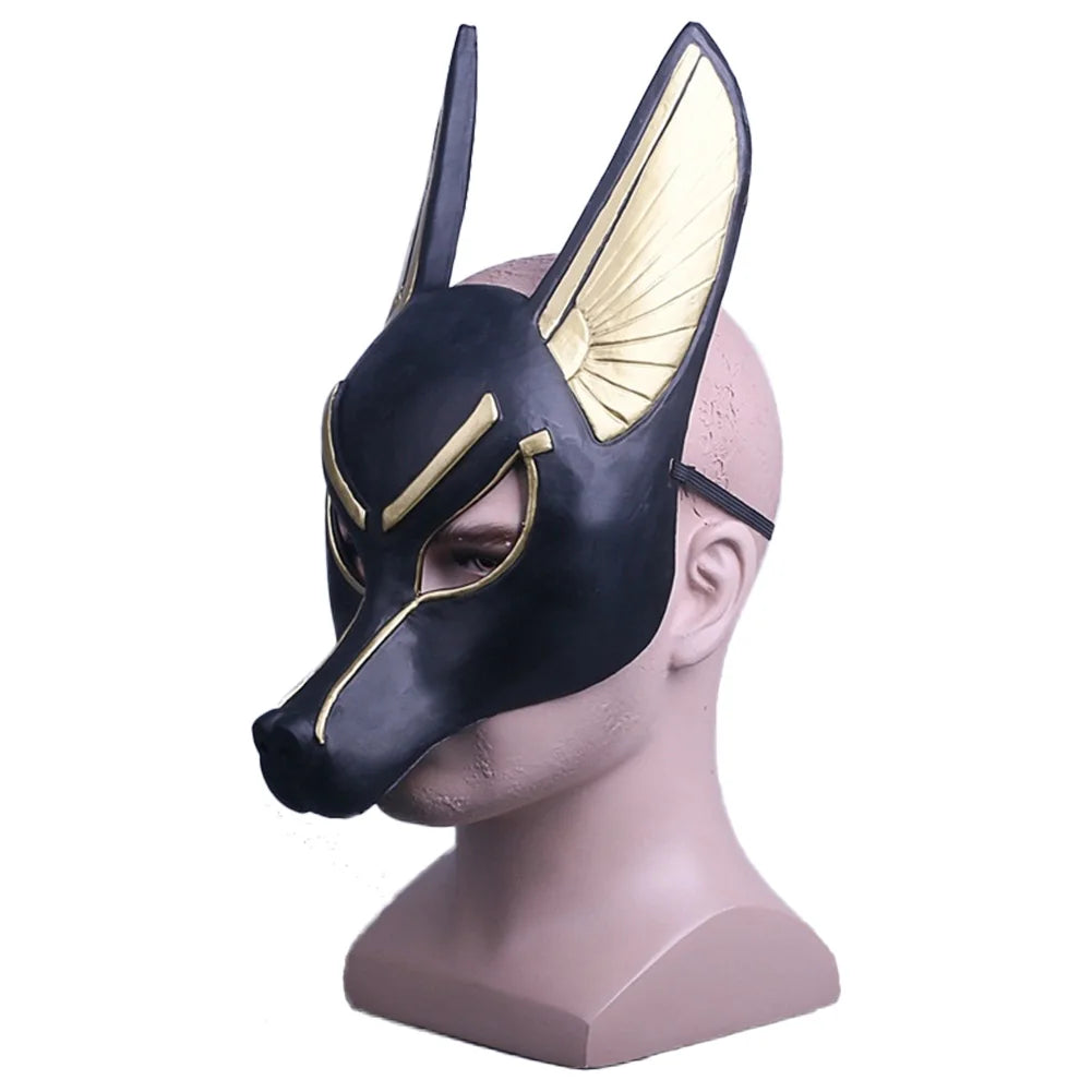 Anubis Cosplay Fantasy PVC Mask Horror Egyptian Gods Roleplay Fantasia Props Masquerade Headwear Adult Men Costume Accessories