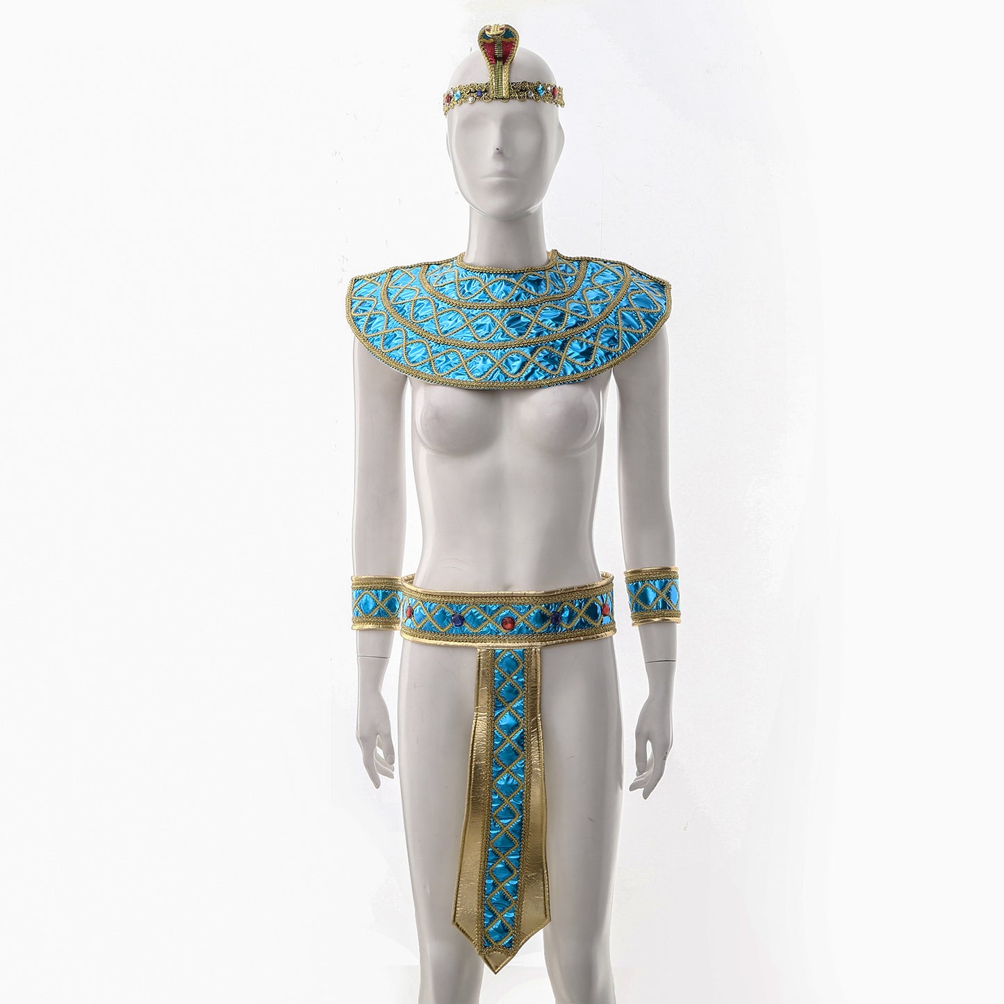 Men Women Ancient Rome Pharaoh Cosplay Costume Collar Arm Sleeves Belt Set for Halloween Egyptian Cleopatra Roleplay Accessories