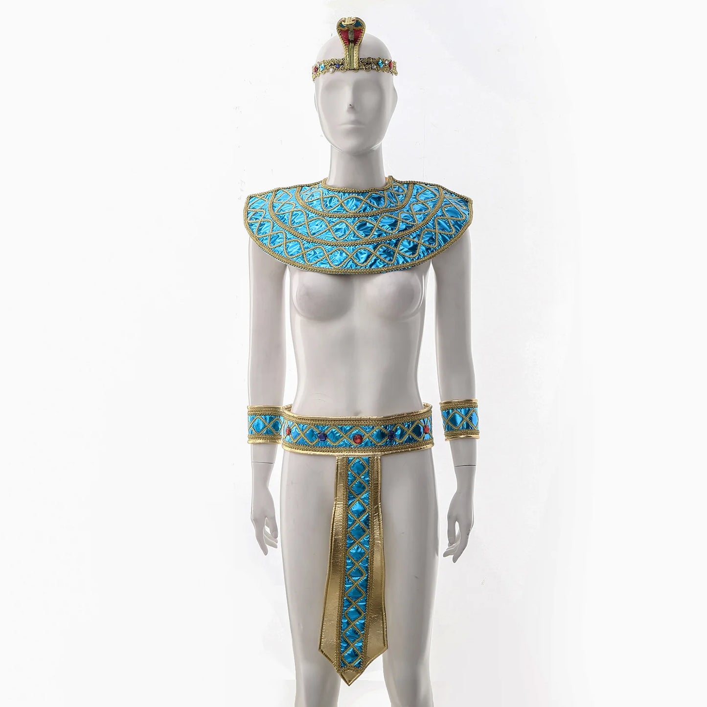 Men Women Ancient Rome Pharaoh Cosplay Costume Collar Arm Sleeves Belt Set for Halloween Egyptian Cleopatra Roleplay Accessories